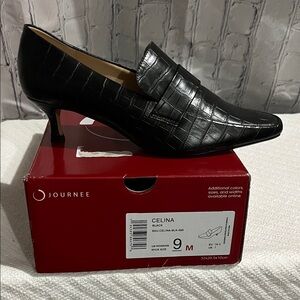 Journee Collection Black Textured Heels